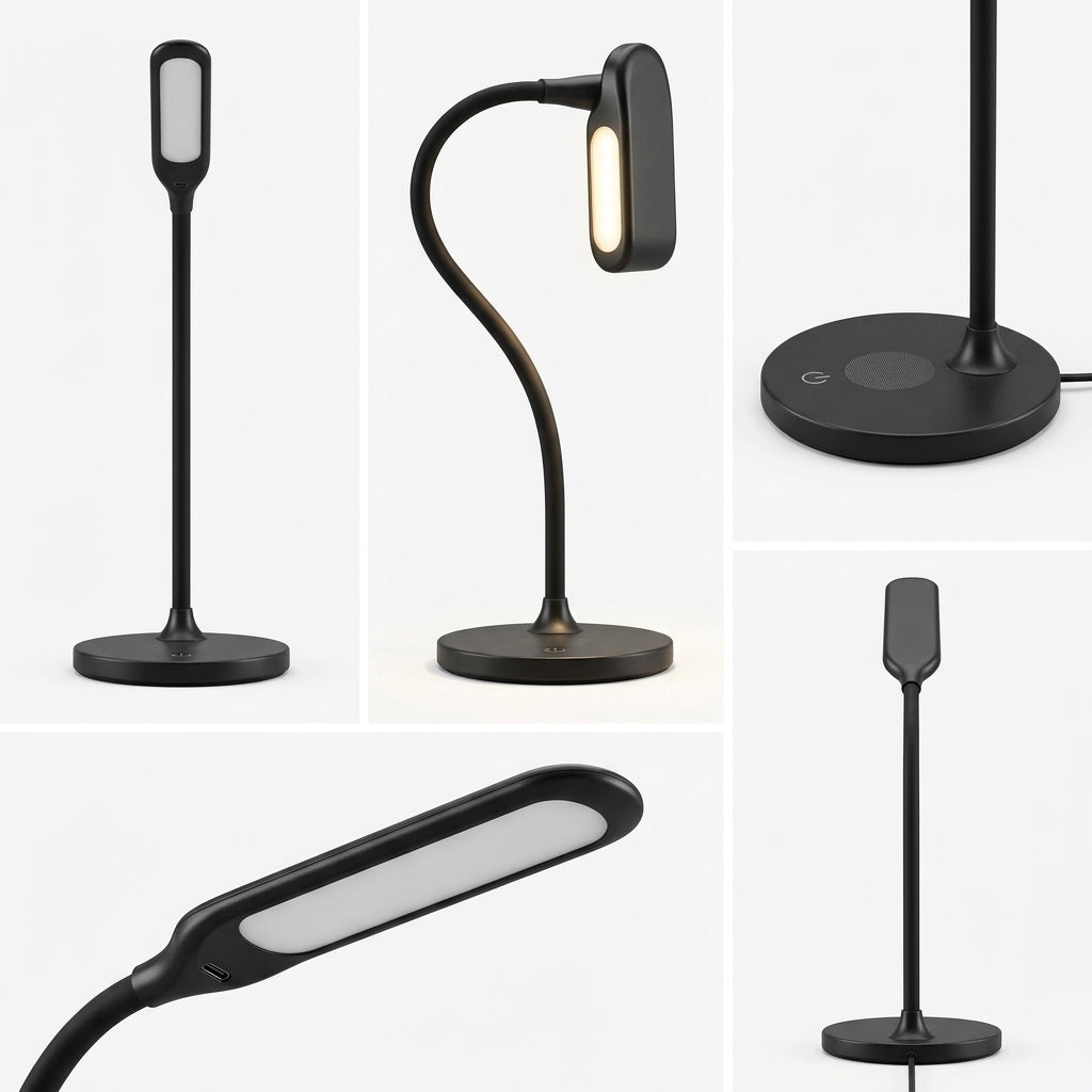 rockaurab Symphony LED Desk Lamp – Flexible Gooseneck Dimmable Task Light with Eye-Caring Light & Touch Control for Home Office, Study & Reading