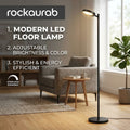 rockaurab Modern LED Torchiere Floor Lamp – Stepless Dimmable Standing Pole Light with Adjustable Swivel Head & Color Temperature for Living Room & Bedroom